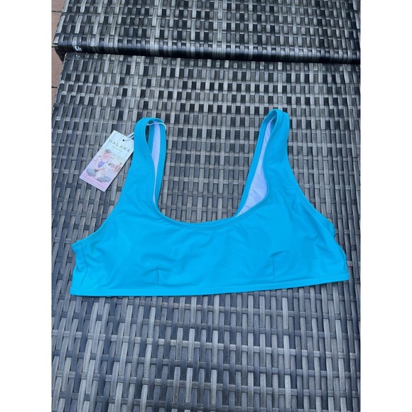 NWT Halara Solid U Neck Sporty Lake Blue Bikini Top Size Large - Picture 4 of 7